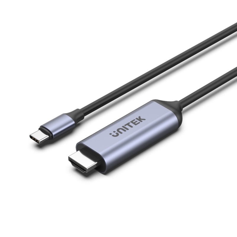 UNITEK 1.8m USB-C to HDMI Cable. Supports Premium  AV UltraHD 8K. Supports Res up to 8K@60Hz. Stream with HDCP2.3. Aluminium Housing. Plug & Play. Black Cable, Grey Connectors.