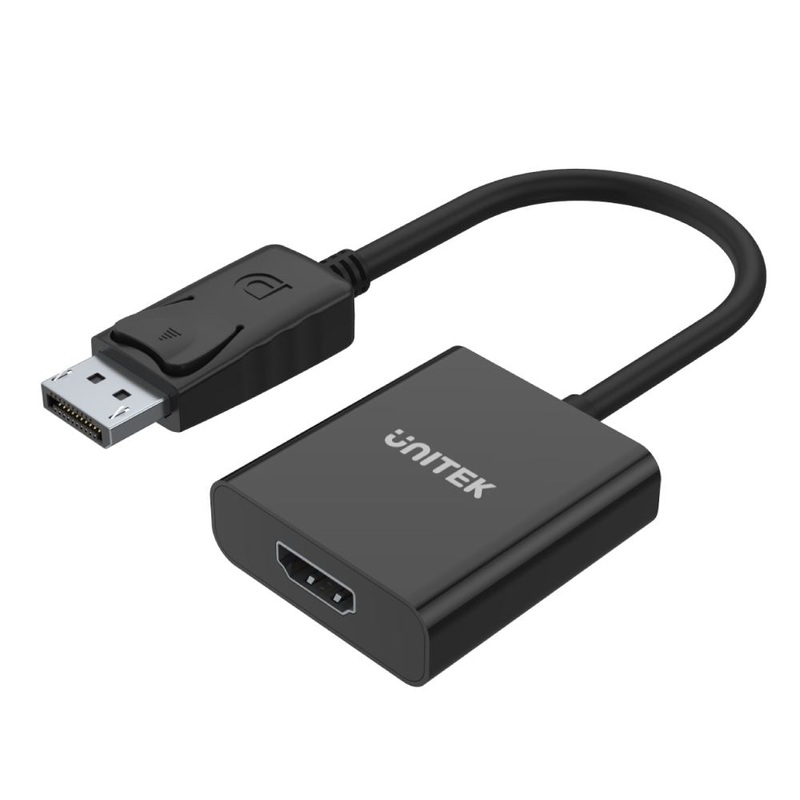 UNITEK 1080P DisplayPort to HDMI FHD Adapter with 20cm Cable. Supports PC Res up to 1920×1200 & HDTV Res up to 1080p. Plug & Play. Black Colour.