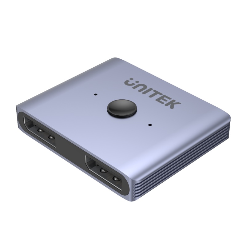 UNITEK 8K DisplayPort 1.4 Bi- DirectioSwitch with 2-In-1-Out or 1-in-2-Out. Connnect 2 Devices to 1 Display or Visa Veras. Supports Res up to 8K@60Hz. Easy One-switch Button. Space Grey Colour.