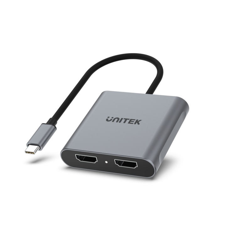 UNITEK USB-C to Dual HDMI Adapter. Supports Up to 4K@60Hz. Supports Multi-Screen (MST) HDCP 2.2. Bus-powered. Plug & Play. Supports Screen Mirroring & Extending on Windows OS.