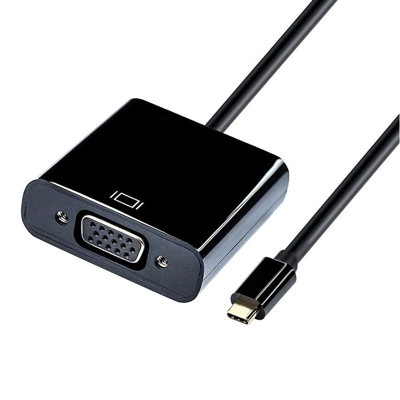 DYNAMIX USB-C to VGA Adaptor Supports 1080p HD Video (1920×1080) Mirror or extend displays, Plug & Plug & Play, Black Colour.