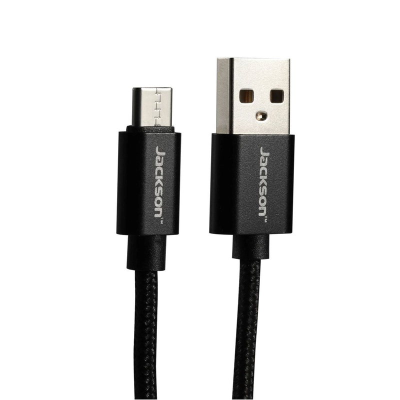 JACKSON 1.5m USB-A to USB-C Sync & Charge Cable. Braided Cable Provides Extra Durability, Black Colour.