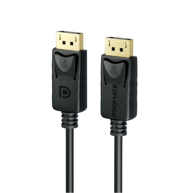PROMATE 2m 1.4 DisplayPort Cable. Supports HD up to 8K@60Hz. Supports 32.4Gbps Data Transfer Speeds. Built-in Secure Clip Lock. Supports Dynamic HDR & 3D Video. Black Colour.