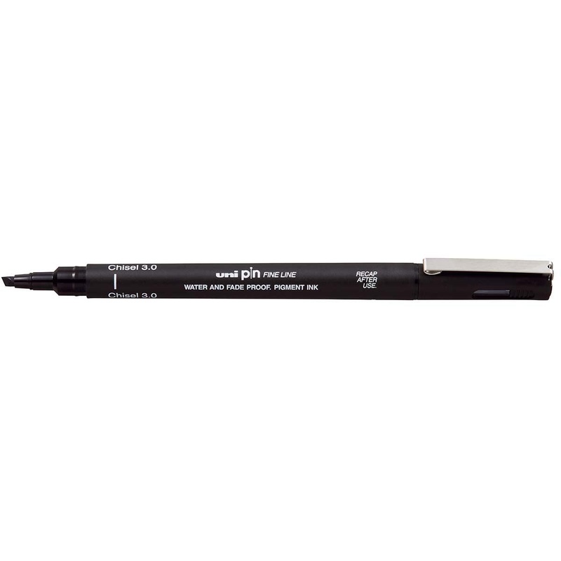 Uni Pin Fineline Permanent 3.0mm Chisel Tip Black