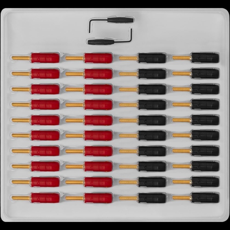 AUDIOQUEST banana plug 40 tray gold .SureGrip 300, gold over beryllium- copper. Allen tool included.   7-10 Day Lead Time