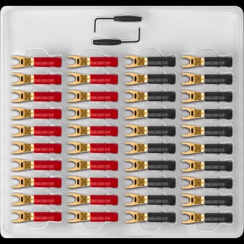 AUDIOQUEST mulit-spade 40 tray gold .SureGrip 300, gold over beryllium- copper. Allen tool included.   7-10 Day Lead Time