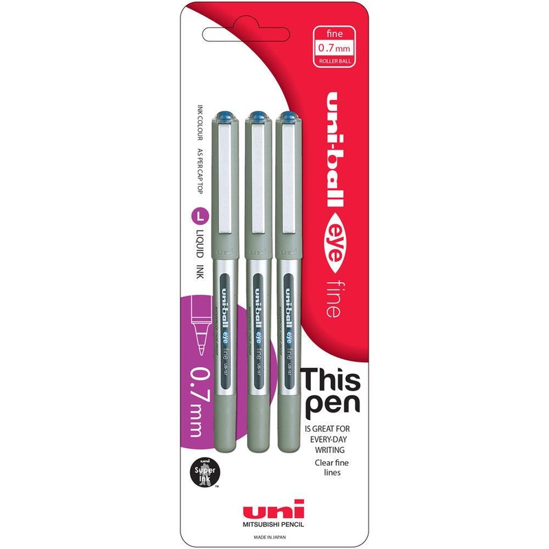 Uni-ball Eye 0.7mm Capped Micro 3 Pack Blue UB-157