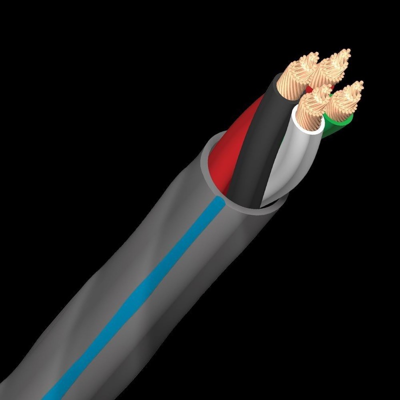 AUDIOQUEST SLiP XTRM 50M 14/4 grey pull box. Semi-solid perfect surface copper, and long-grain copper. 14AWG, 4 core. Jacket – dark grey PVC with blue stripes. 7-10 Day Lead Time