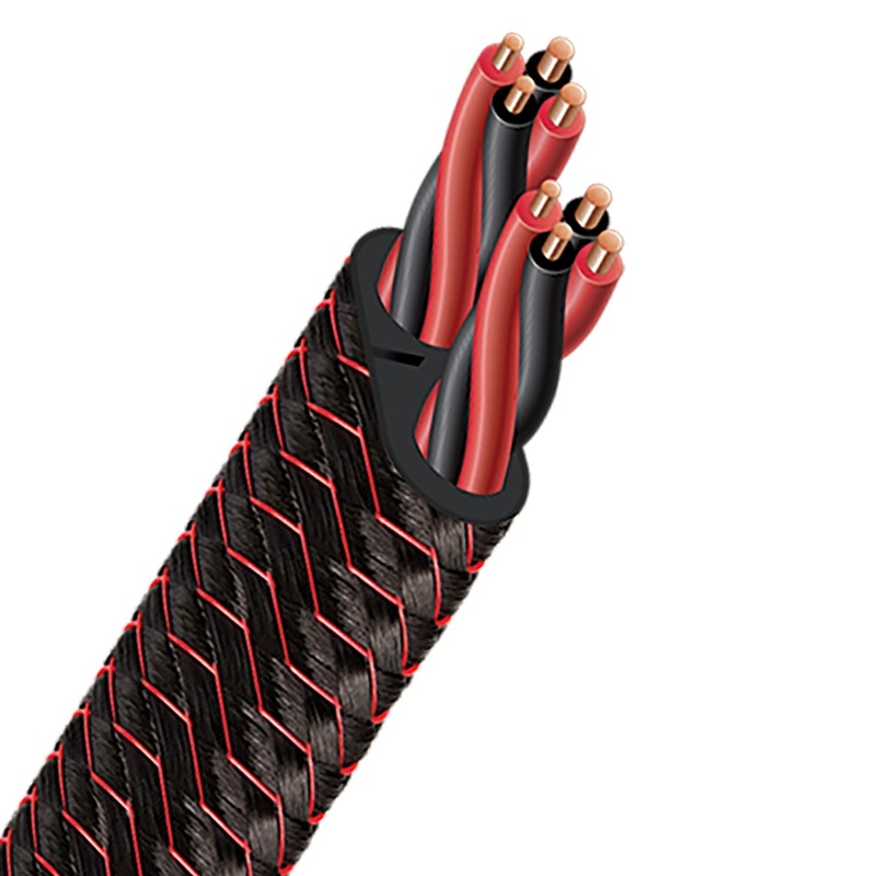 AUDIOQUEST Speaker Cable Rocket 33 – 14 AWG – Black Red Braid – 50m Spool   7-10 Day Lead Time