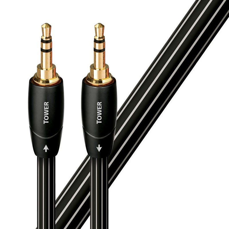 AUDIOQUEST Tower 3M 3.5mm M to 3.5mm M. Solid Long Grain Copper. Gold Plated/cold welded termination Foamed-Polyethylene dielectric Metal layer noise dissipation Jacket – black with white stripes P
