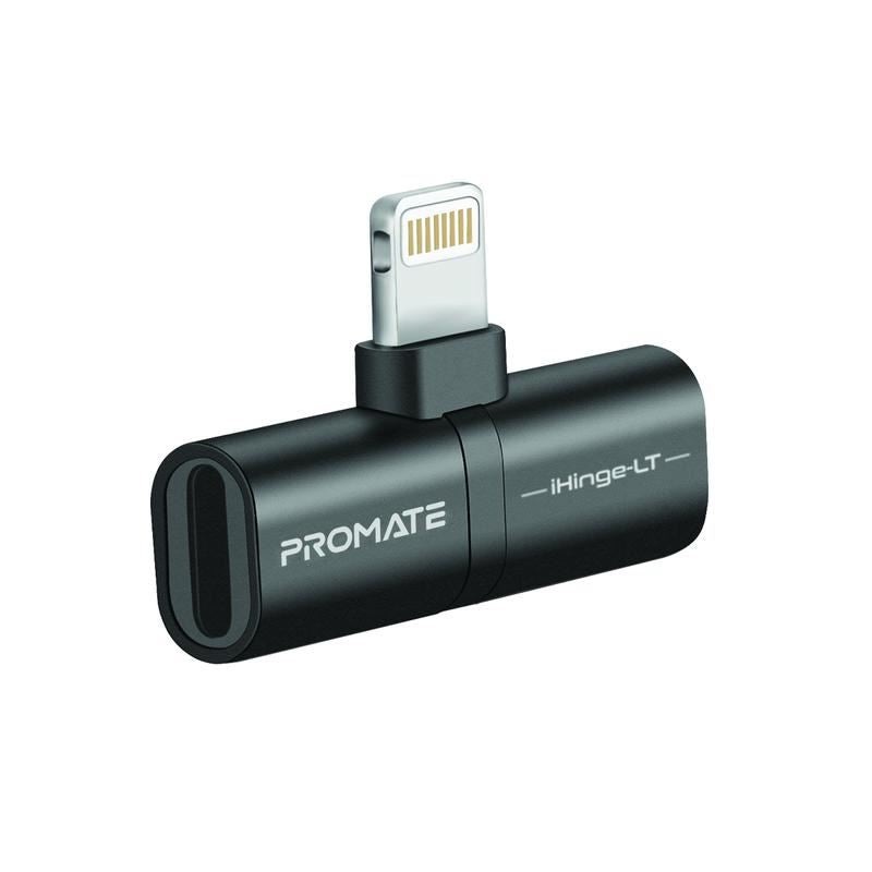 PROMATE 2-in-1 Audio & Charging Adaptor with Lightning Connector. 2A Pass Through Charging. 48KHz Audio Output. Plug & Play. Colour Black.