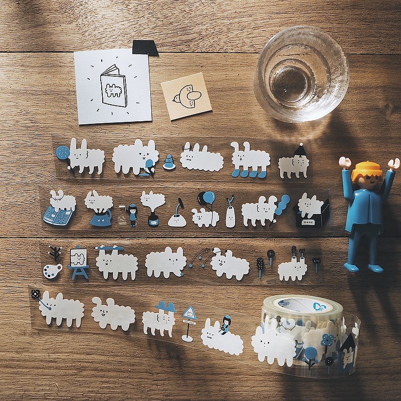 Yohand Studio Clear PET Tape – A Bunch of Fluffy Cloud Dogs