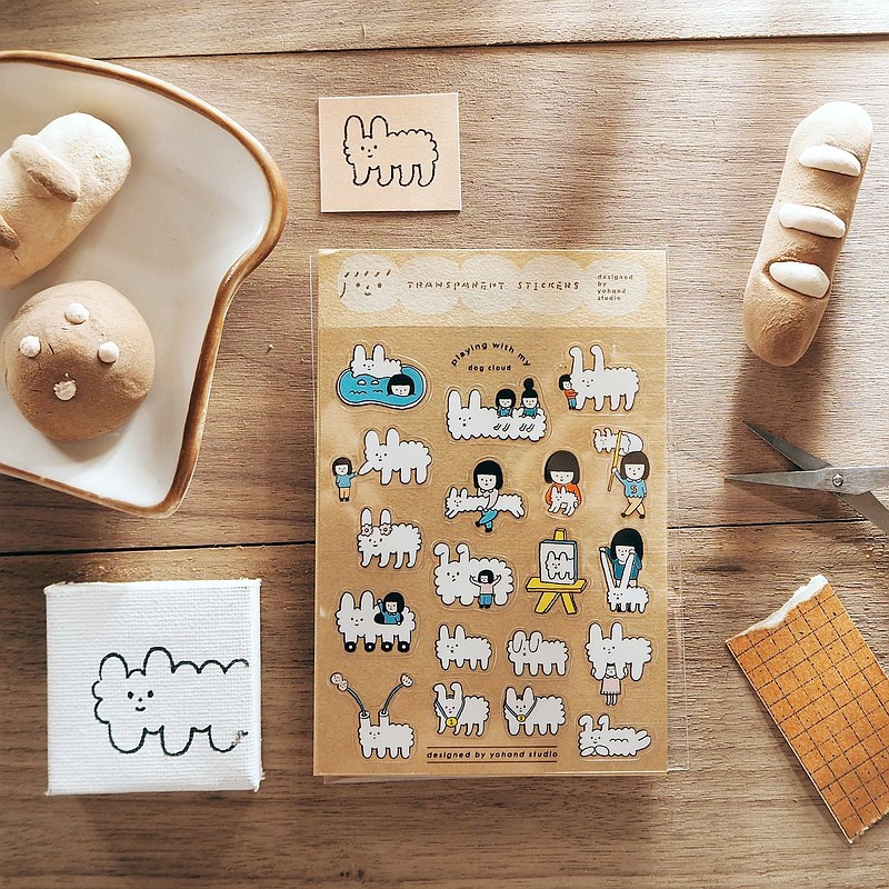 Yohand Studio Clear Sticker Sheet – Fluffy Cloud Dog