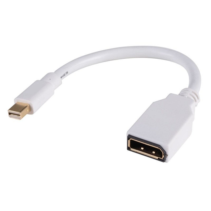 DYNAMIX 0.2m Mini DisplayPort Male to DisplayPort Female. Passive Converter Cable. Max Res: 2K@30Hz (2560×1600)