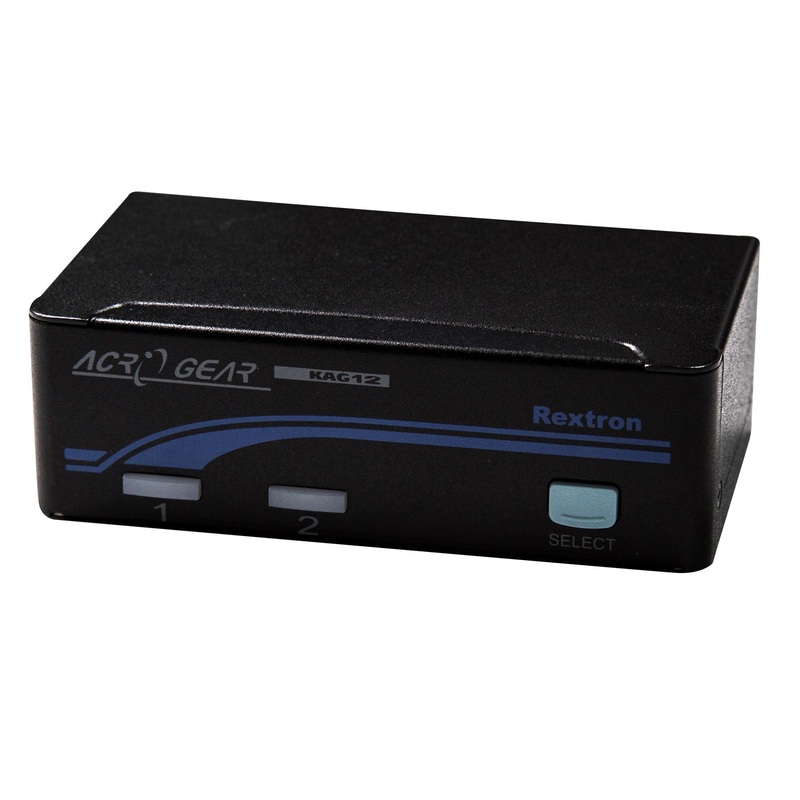 REXTRON 1-2 USB Automatic KVM Switch. Share 1x Keyboard/Video/ Mouse with 2x CPU”s via the VGA USB & USB ports. Includes 2x 1.8m leads