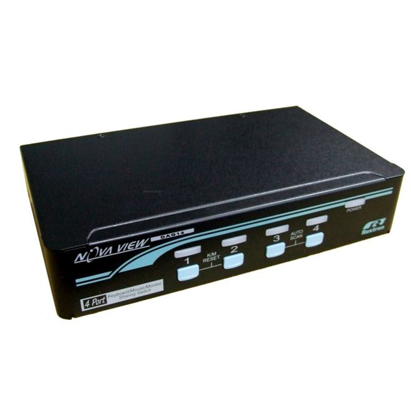 REXTRON 1-4 Automatic DVI USB KVM Switch. Share 1x USB Keyboard, Mouse & DVI-D Video with 4x CPUs. Colour Black.