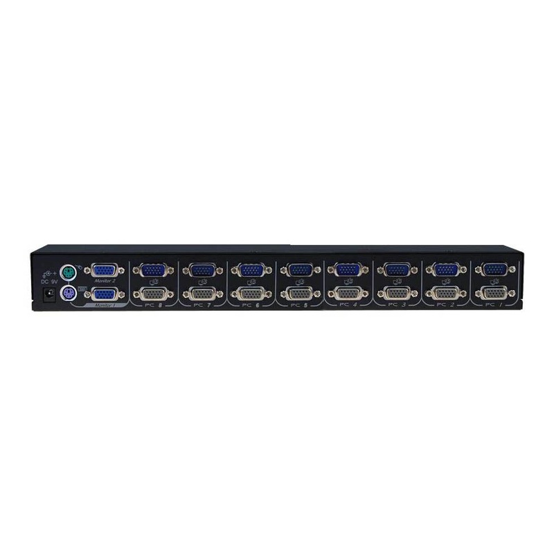 REXTRON 1-8 USB/PS2 Dual Video (VGA) KVM Switch.  8x 1.8m USB leads incl.  Black Colour.