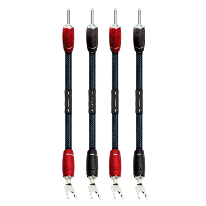 AUDIOQUEST Thunder Bird Bi-Wire Jumpers Banana to Spade Set of 4 , 20cm from end to end.   7-10 Day Lead Time