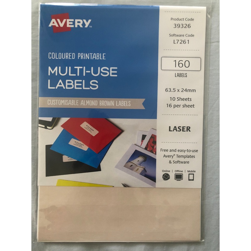 Avery Coloured Printable Multi-Use Labels (Almond Brown)