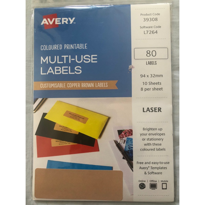 Avery Coloured Printable Multi-Use Labels (Copper Brown)