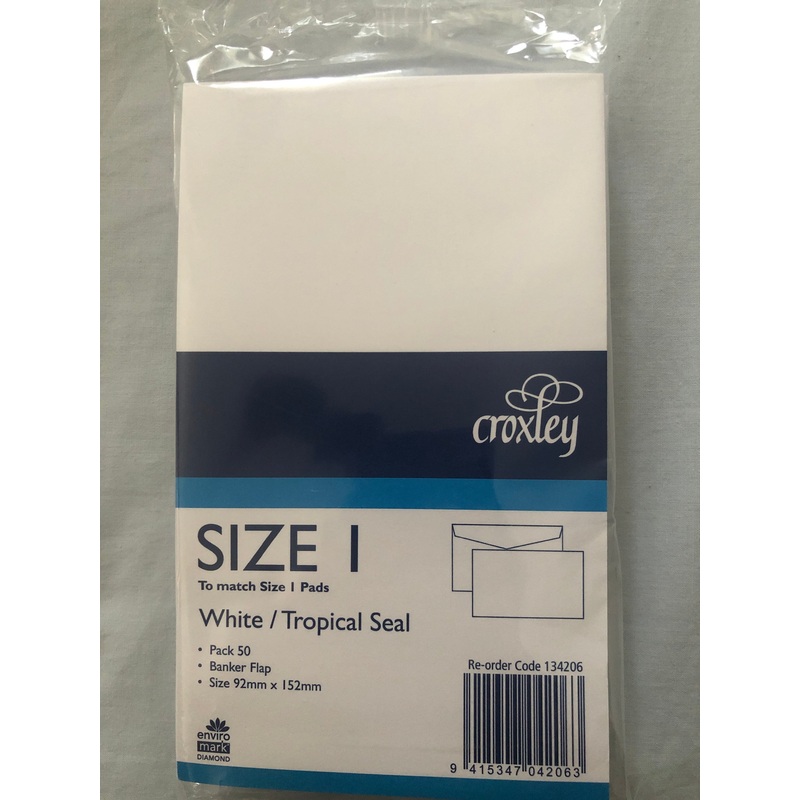 Croxley Size I White Envelopes (Tropical Seal)