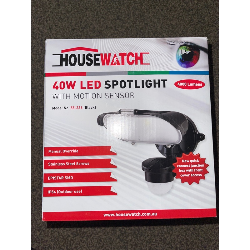 Housewatch 40w led spotlight(Black). Ip54(Outdoor use)