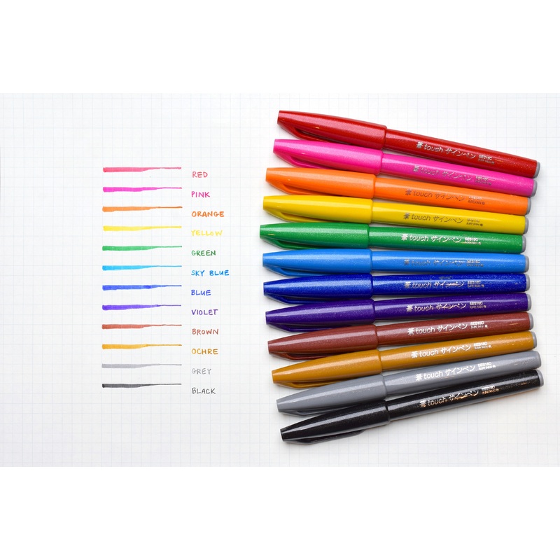 Pentel Touch Brush Sign Pen – Set of 12