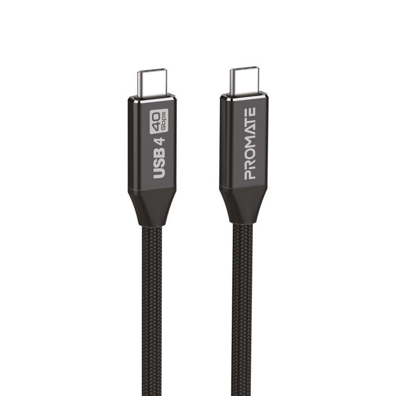 PROMATE 2M USB4 40Gbps Super Speed USB-C Cable. Supports Up ro 240W Charging, Supports 40Gps & 240W PD, Up to 8k@60Hz, Thunderbolt 4 Compatible, Durable Fabric, Black Colour.