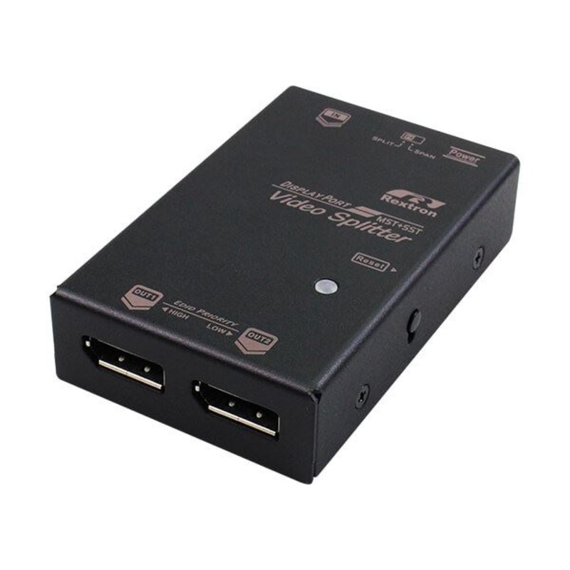 REXTRON 1-2 UHD Display Port Splitter. Supports 4K UHD@60Hz (384Ox2160),QHD (2560×1440) & FHD (1920×1080). Output Port Supprts DP++. Auto EDID Configuration. HDCP 1.4 and DP 1.3 Compliant