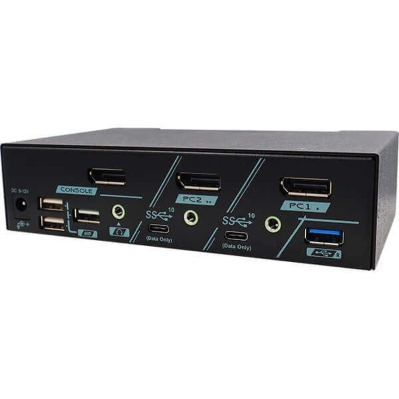REXTRON 2-Port USB-C KVM Switch. 4K@144 DisplayPort, USB-C 3.2 Gen 2, Audio Switching, Hotkey Control, HDR10 Support, HDCP 2.2 & HDCP 1.4, Plug-&-Play, Supports MST.