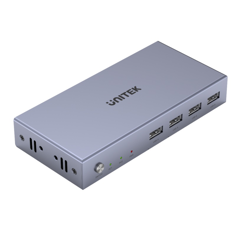 UNITEK HDMI KVM 2-in-1-Out Switch & Supports 4K@60Hz UHD. Includes 4x USB-A Ports, 2x HDMI Inputs & 1x HDMI Output Ports, 2x PC input Ports. Switch Button, LED Lights. Includes Cables.