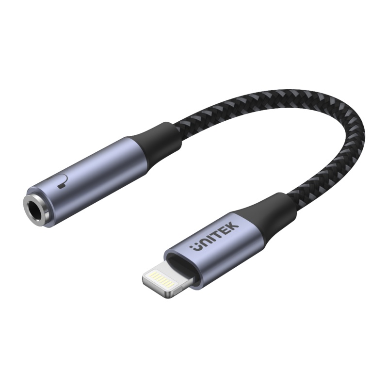 UNITEK Lightning to 3.5mm Headphone Jack Adapter. Support Hi-Fi Audio, Compatible with OMTP and CTIA Jack. Space Grey