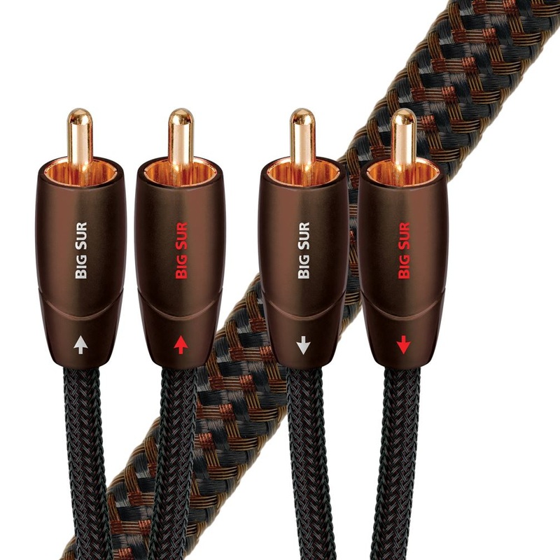 AUDIOQUEST Big Sur 1M 2 to 2 RCA Male. Solid perfect-surface copper plus. Foamed polyethylene Metal layer noise dissipation Jacket – brown – black braid. 7-10 Day Lead Time