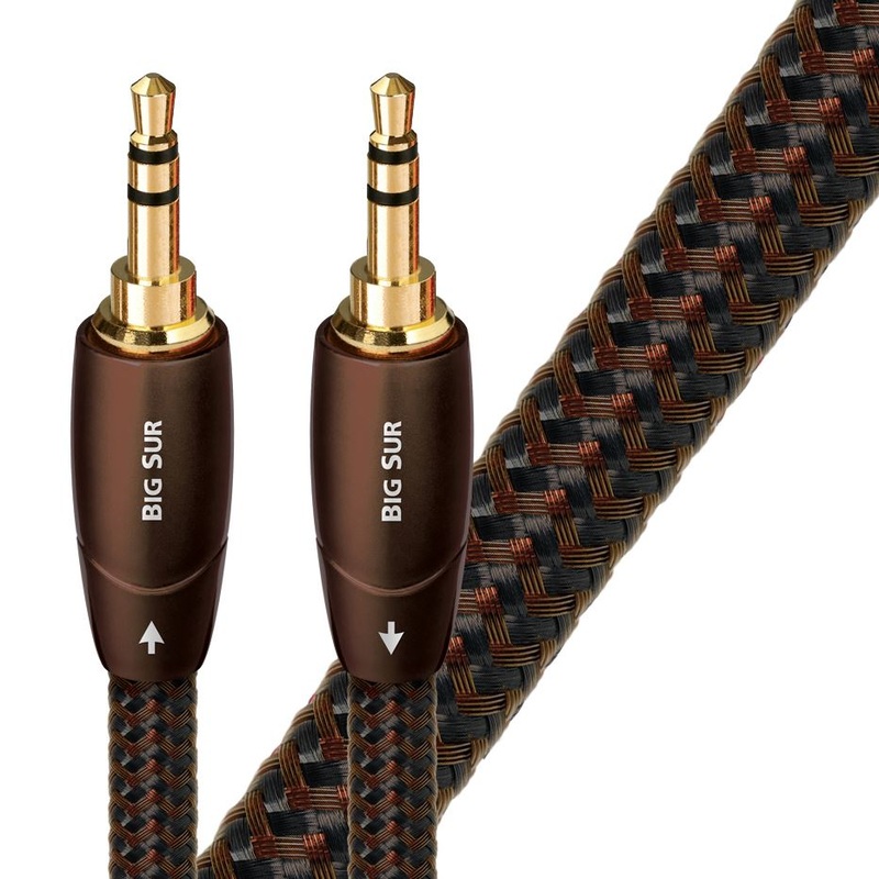 AUDIOQUEST Big Sur 1M 3.5mm M- 3.5mm M. Solid perf surface Copper plus. Gold Plated/cold welded termination. Foamed-Polyethylene dielectric. Metal layer noise dissi pation. Jacket- brown – black braid