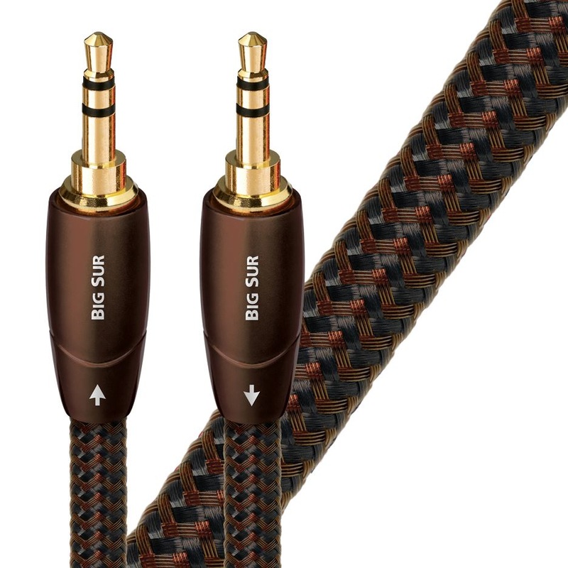 AUDIOQUEST Big Sur 3M 3.5mm M- 3.5mm M. Solid perf surface Copper plus. Gold Plated/cold welded termination. Foamed-Polyethylene dielectric. Metal layer noise dissi pation. Jacket- brown – black braid