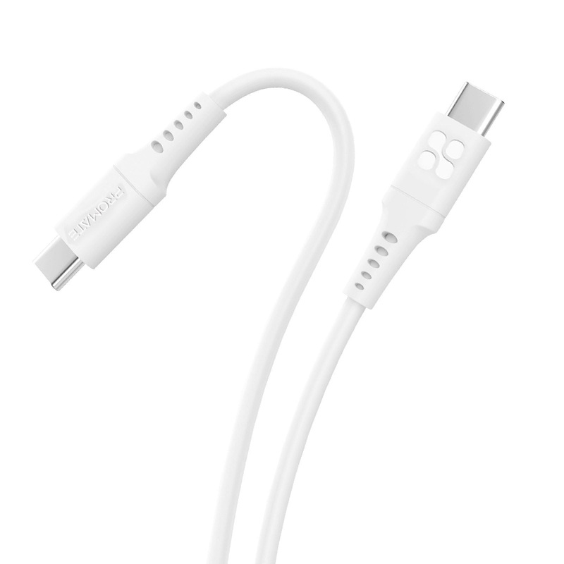 PROMATE 1.2m USB-C Data and Charging Cable. Data Transfer Rate 480Mbs. 60W Power Delivery. Durable Soft Silicon Cable. Tangle Resistant.25000+ Bend Tested. Black