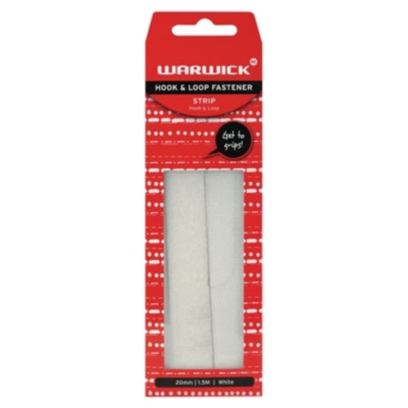 Warwick Hook & Loop Strip 1.5m x 20mm White