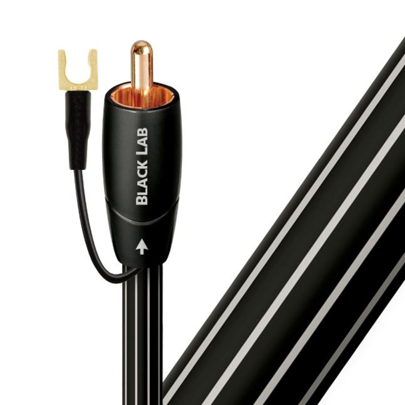 AUDIOQUEST Black lab 2M subwoofer cable. Long grain copper (LGC) Metal-layer noise dissipation Foamed-Polyethylene dielectric Cold-welded,Gold plated termination Jacket – black with white stripes