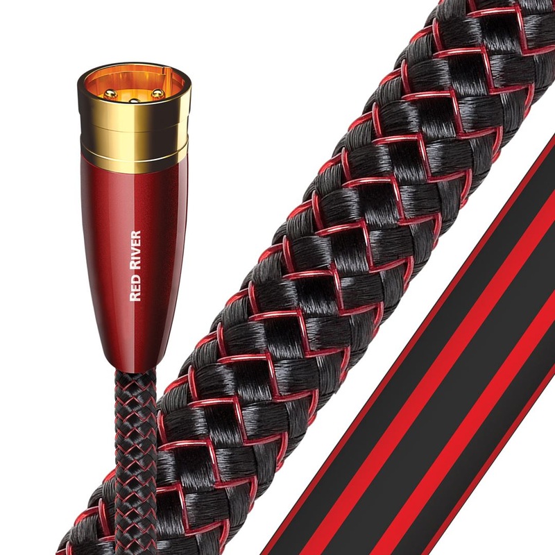 AUDIOQUEST Red River 0.5M XLR to XLR pair. Solid perfect surface Triple balanced. Hard-cell foam dielectric. Cold-welded,gold plated termination Jacket – red – black braid