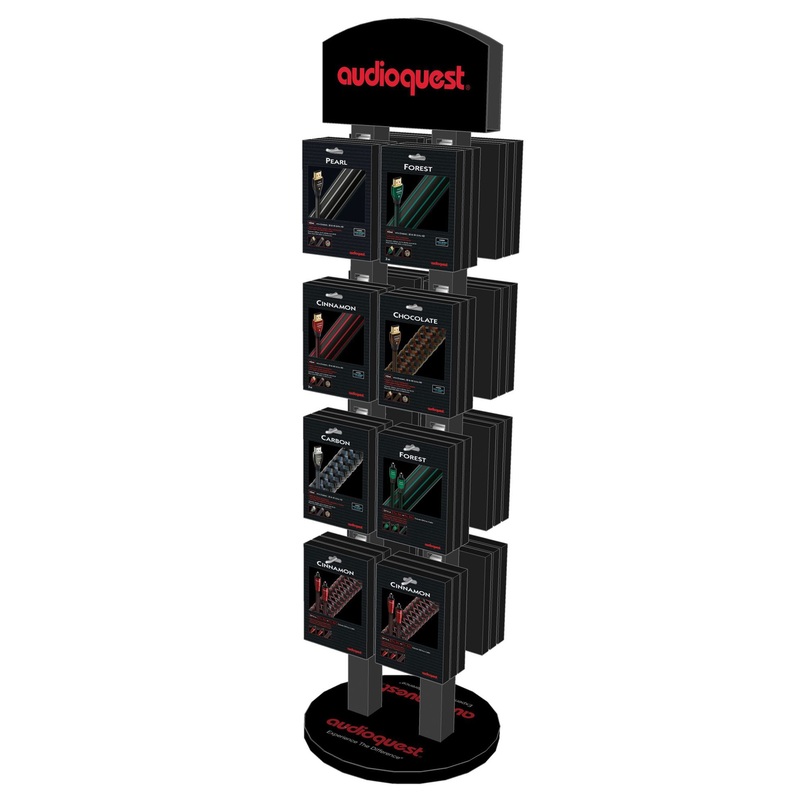 AUDIOQUEST Stand alone double sided display rack with logo.    7-10 Day Lead Time
