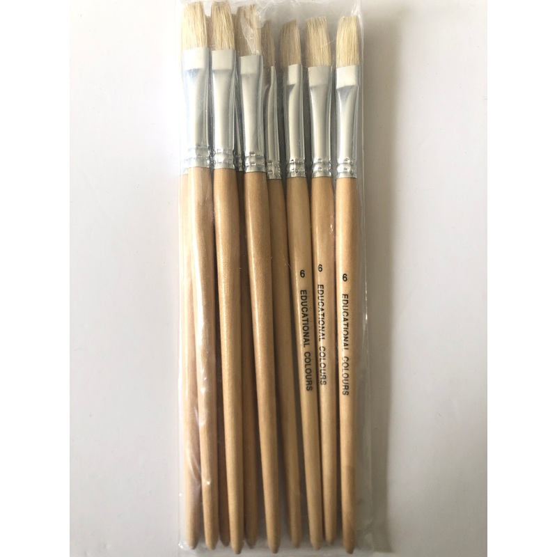 Educational Colours Flat Bristle Paintbrush Set – Size 6