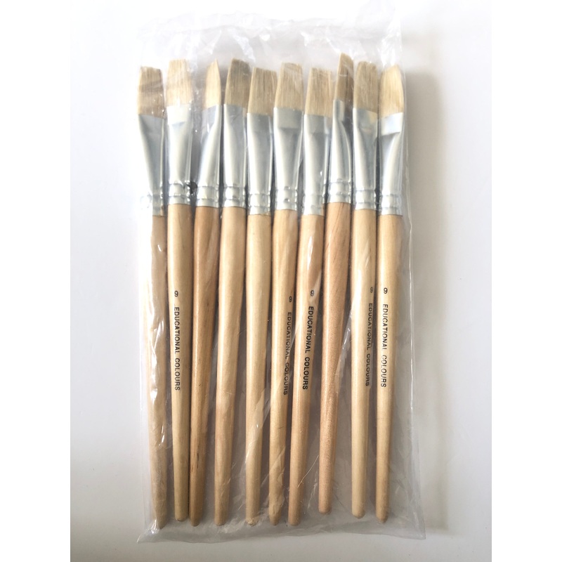 Educational Colours Flat Bristle Paintbrush Set – Size 9-Pack Of 10