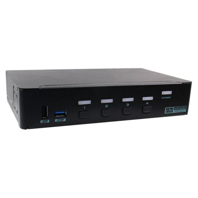 REXTRON 4 Port USB-A KVM Switch with Audio & Hotkey Control. 4 Computers Share Up to 4x USB HID Peripherals. Supports VGA, DVI, HDMI, DP. Supports Max Video Res 2560×1600@60hz (4:4:4)