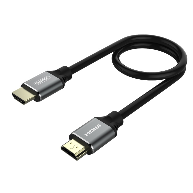 UNITEK 2m HDMI 2.1 Full UHD Cable. Supports up to 8K. Max. Res 7680×4320@60Hz & 4K@120Hz. Supports Dynamic HDR, Dolby Vision HDR 10, 3D Video. 24k Gold-plated Connectors. Backwards Compatible.