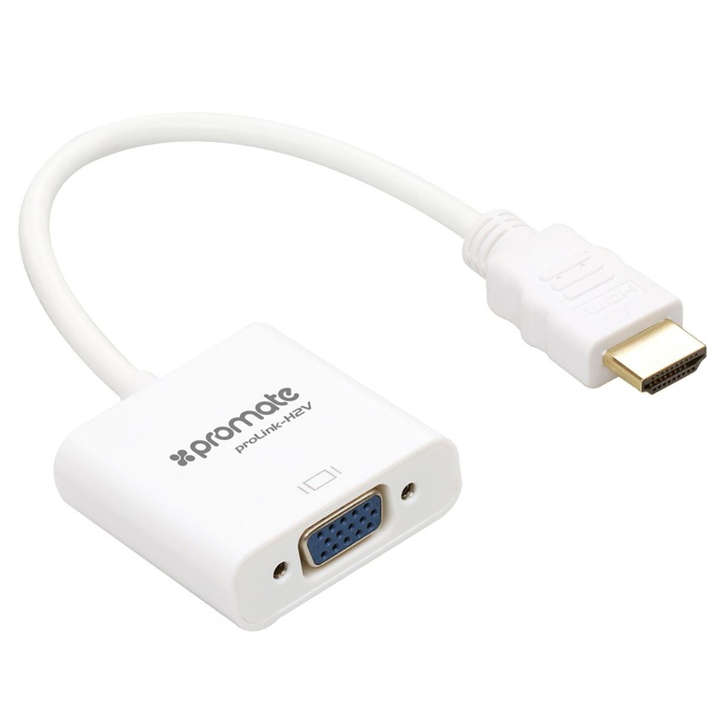 PROMATE HDMI (Male) to VGA (Female) Display Adaptor Kit. Supports up to 1920×1080@60Hz. Gold-Plated HDMI Connector. Supports both Windows & Mac. Black Colour.