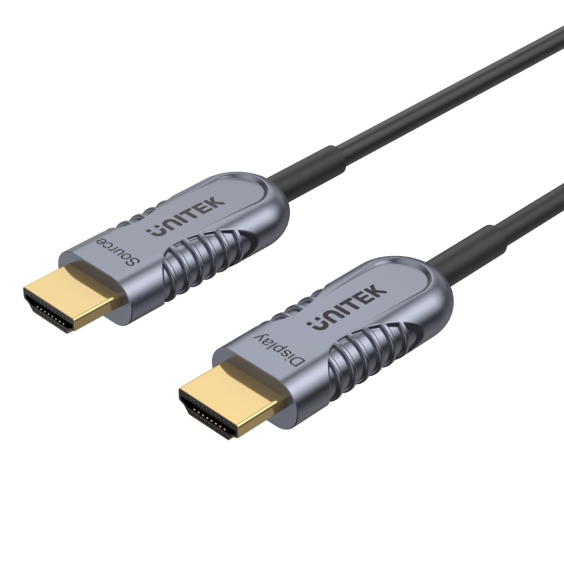 UNITEK 60M Ultrapro HDMI2.1 Active Optical Cable. Color: Space Grey + Black.