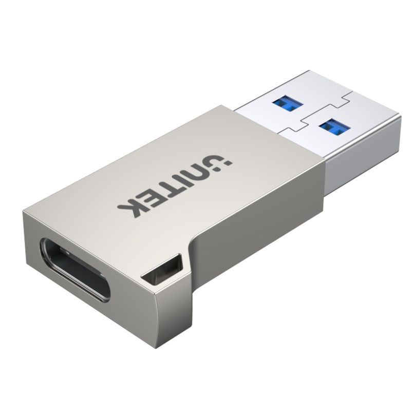 UNITEK USB-A Male to USB-C Female Ultra-Tiny Adaptor with Easy Grip Design. Supports Superspeed 5Gbps. Built Tough with Zinc-Alloy Housing & Keychain Eye. Supports QC3.0 & up to 9V/2A Charging.