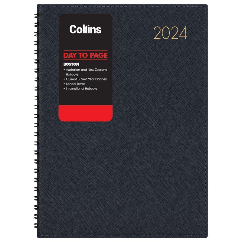 Collins Boston A51 Day To Page Diary Navy Wiro Even Year