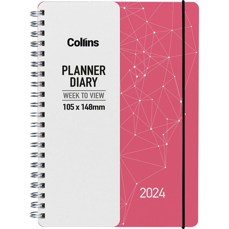 Collins Fascinate Pocket Week To View Diary Coral Pink Wiro Even Year