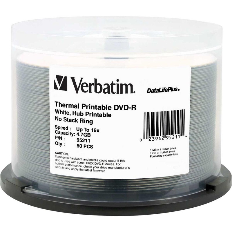 50pk DVD-R 4.7GB 50Pk WHT Wide THERM